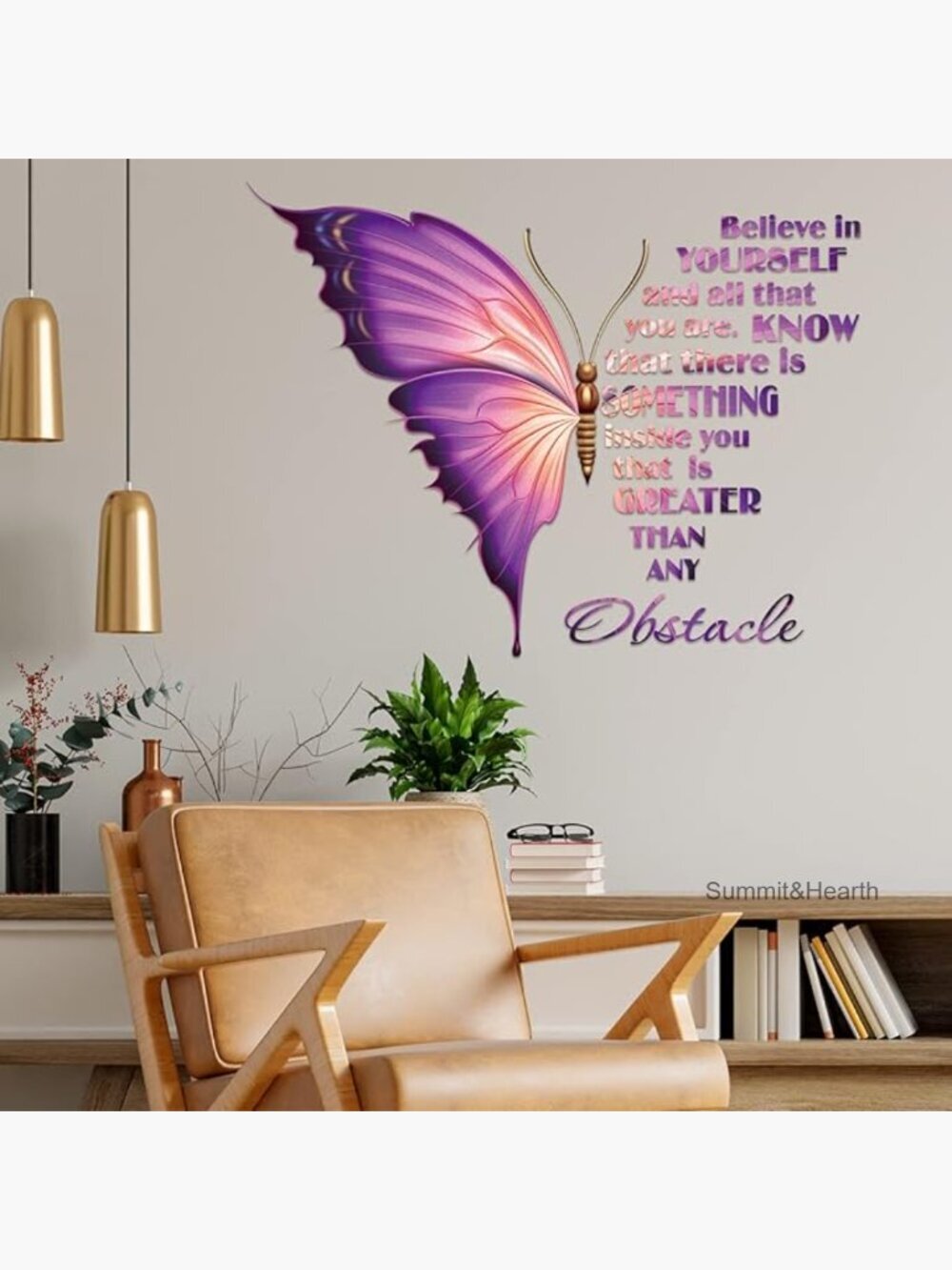Large Butterfly Motivational Wall Decals, Peel and Stick Vinyl Art for Home